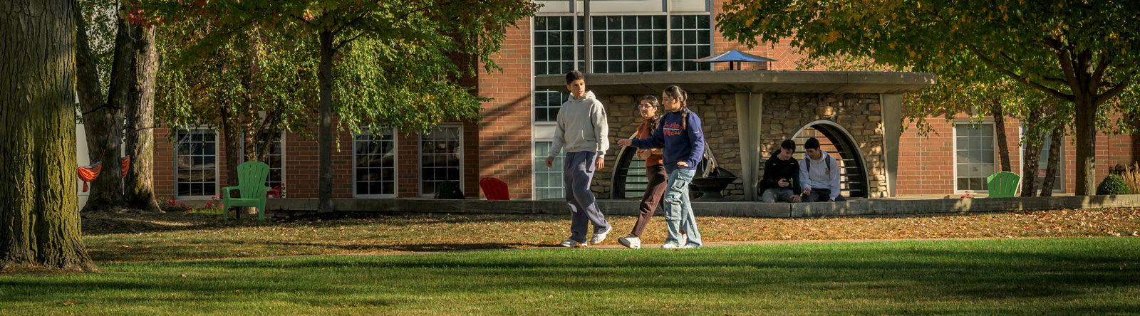 Students walking on campus