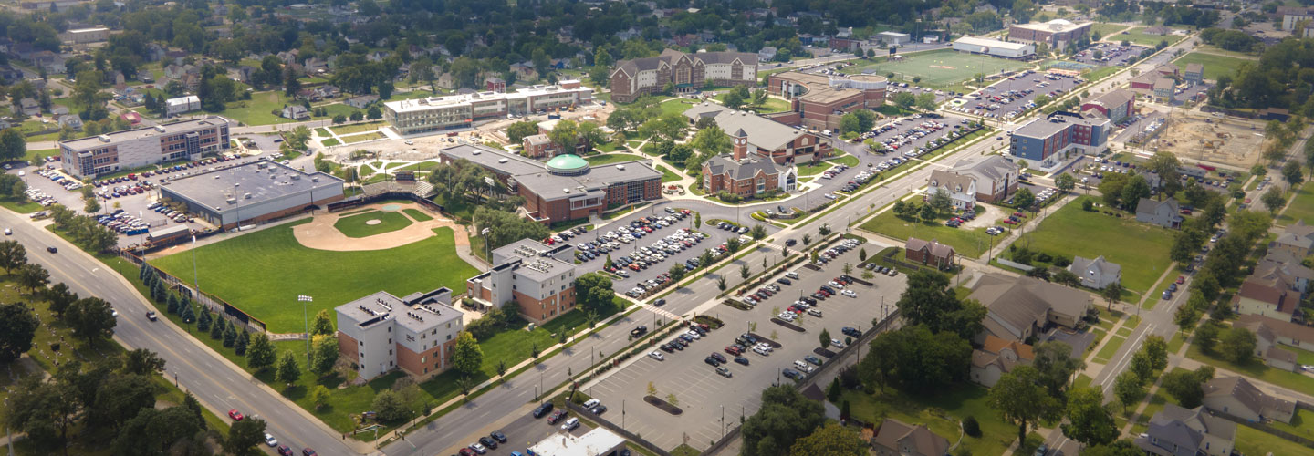 Aerial view of the Indiana Tech campus